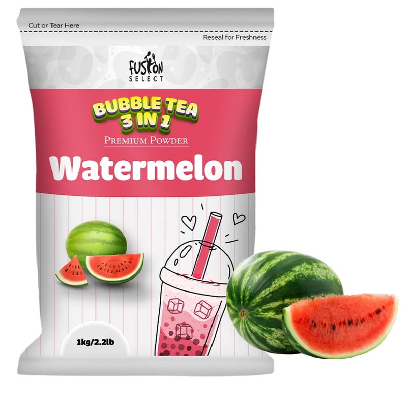 Fusion Select 2.2lb Boba Tea Powder Watermelon Bubble Tea Flavored-3-in-1 Drink Powder with Cream & Sugar - Instant Pre-Mixed Beverage for Hot or Cold Blends or Yummy Frappes - Image 1